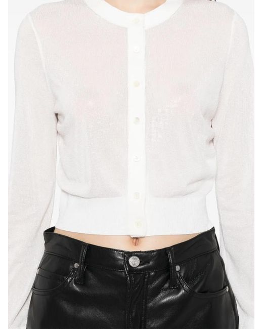Alexander Wang White Crystal-Embellished Cropped Top