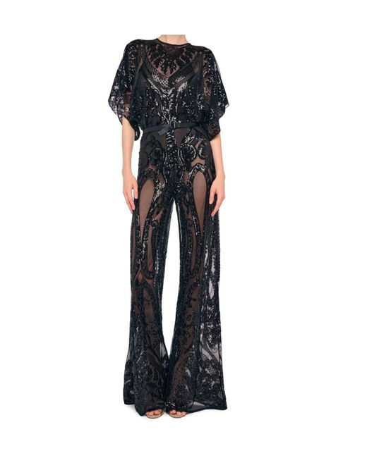 Norma Kamali Black Round-Neck Jumpsuit