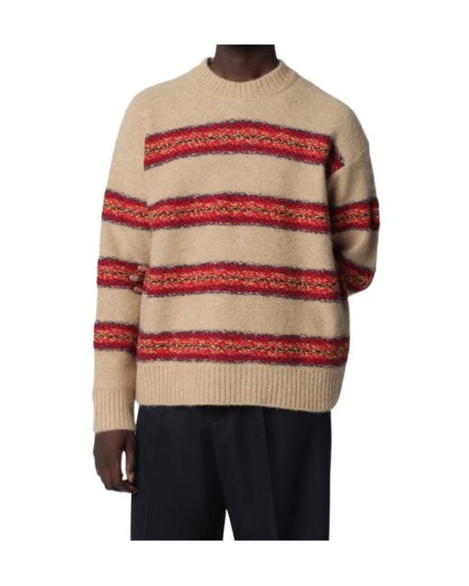 Dries Van Noten Red Striped Wool-Blend Sweater for men