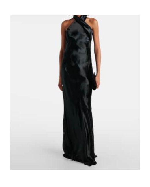 Galvan Black Pandora Halterneck Satin Gown