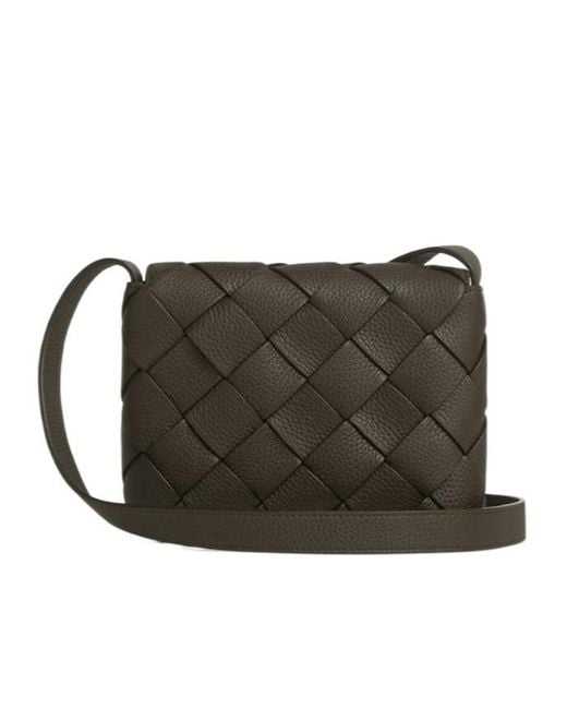 Bottega Veneta Black Diago Intreccio Crossbody Bag for men
