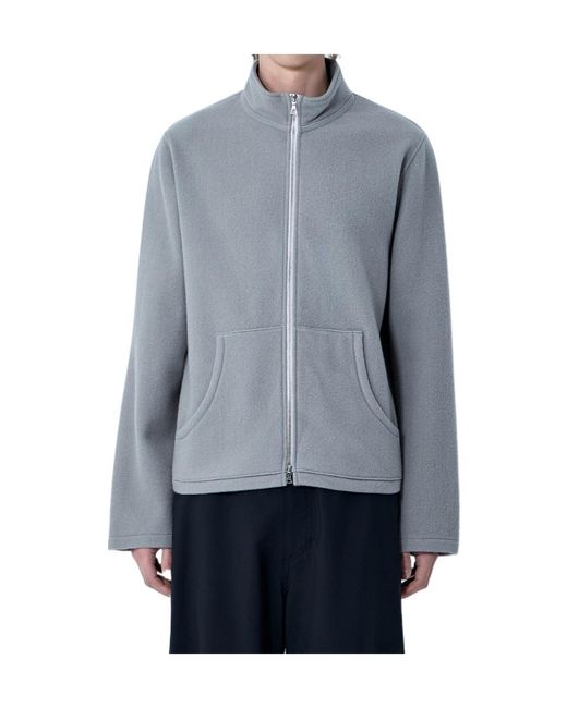 Rier Blue Zip-Up High Neck Jacket for men