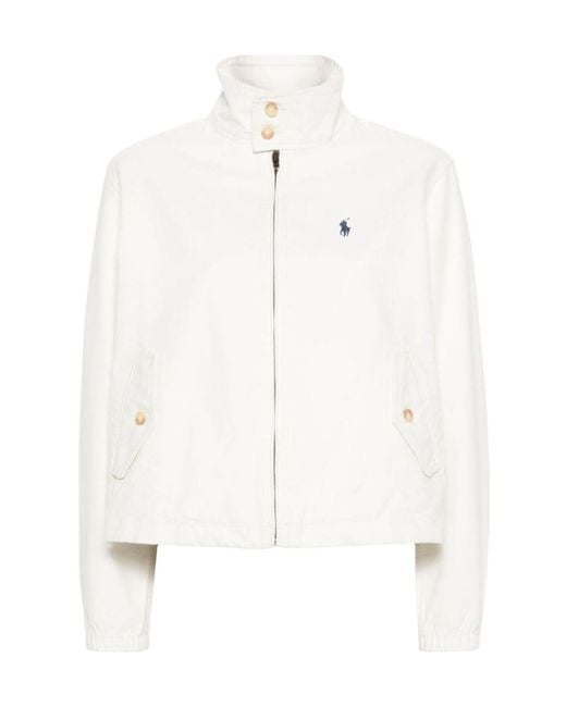 Polo Ralph Lauren White High Neck Zipped Jacket