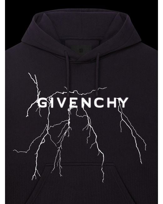 Givenchy Blue Logo Printed Drawstring Hoodie for men