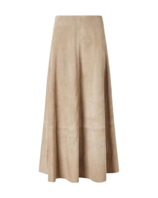 St. Agni Natural Suede Midi Skirt