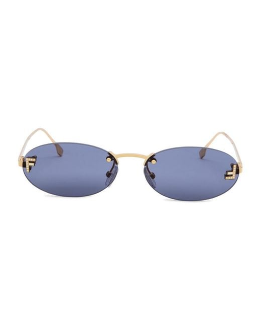 Fendi Blue Oval-Frame Sunglasses