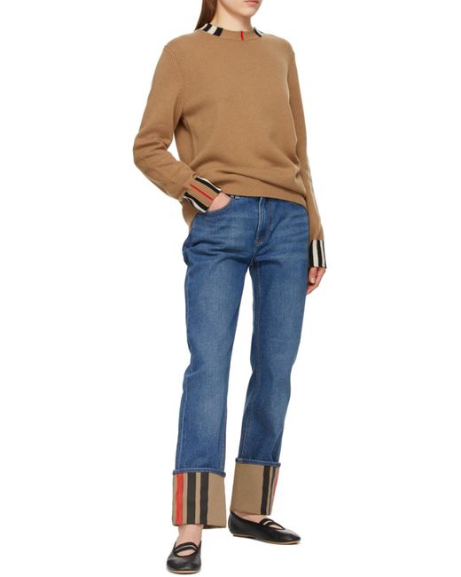 Burberry Brown Rib Round-Neck Sweater