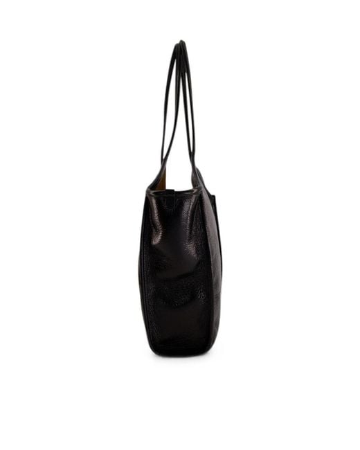Hereu Black Medium Calella Distressed Leather Tote Bag