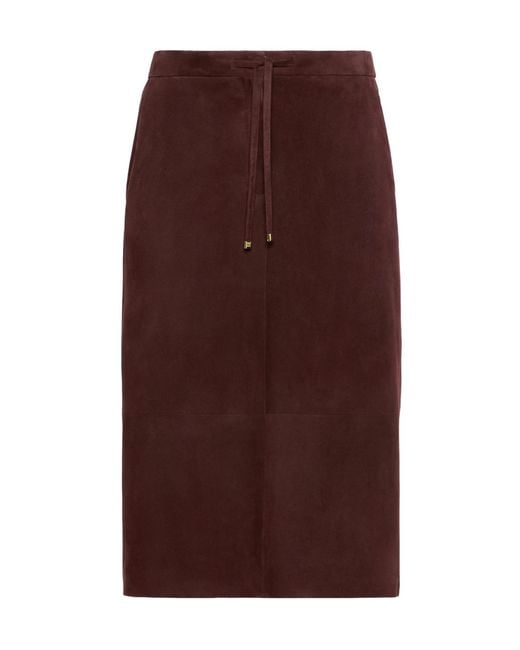 Max Mara Brown Drawstring Midi Skirt