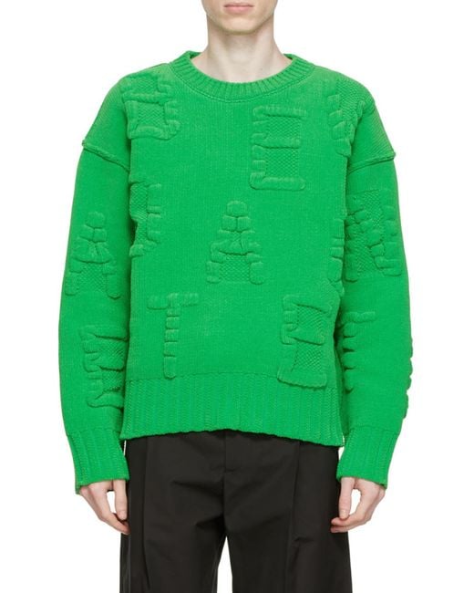 Bottega Veneta Green Knitted Long-Sleeve Jumper for men