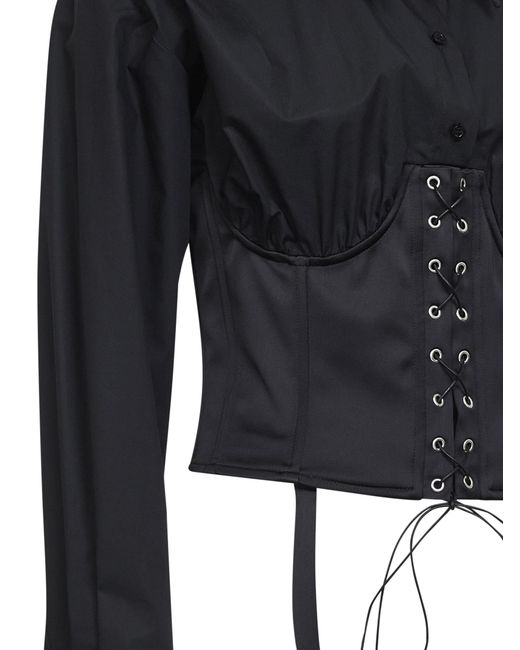 GIUSEPPE DI MORABITO Black Corset Detail Cropped Top