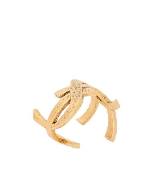 Saint Laurent Metallic Cassandre Twisted Cuff