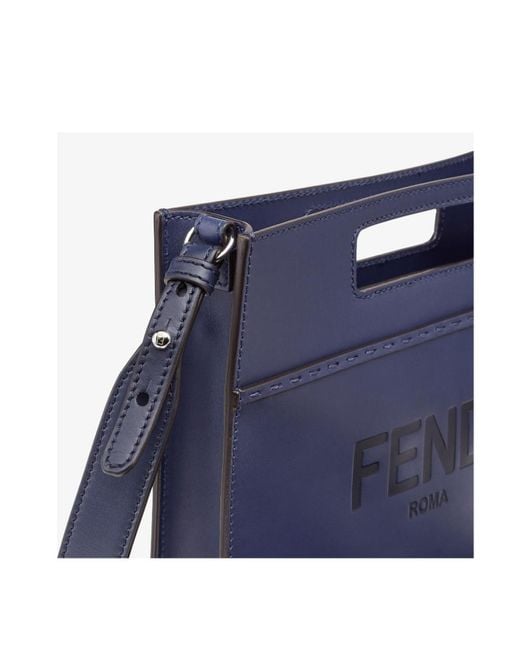 Fendi Blue Mini Logo Tote Handbag for men