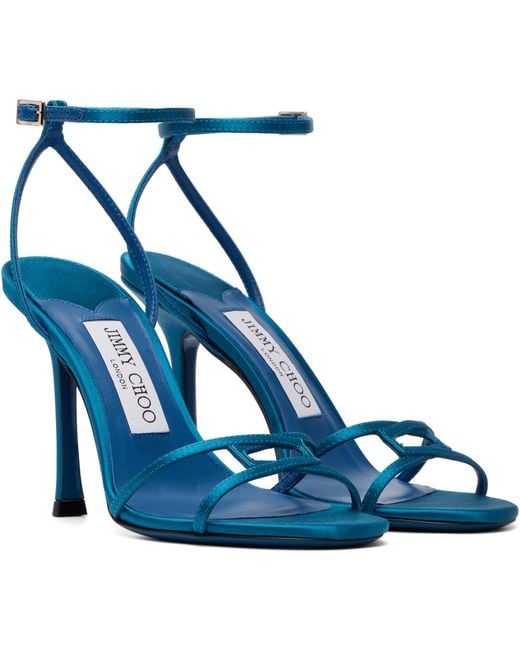 Jimmy Choo Blue 1998 Leo 100 Satin High-Heeled Sandals