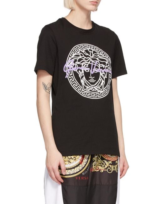 Versace Black Medusa Motif Logo-Print T-Shirt
