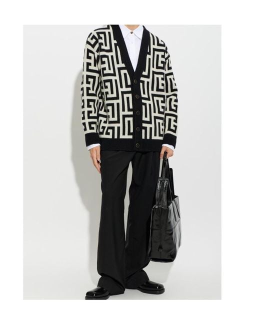 Balmain Black Long-Sleeve Cardigan for men