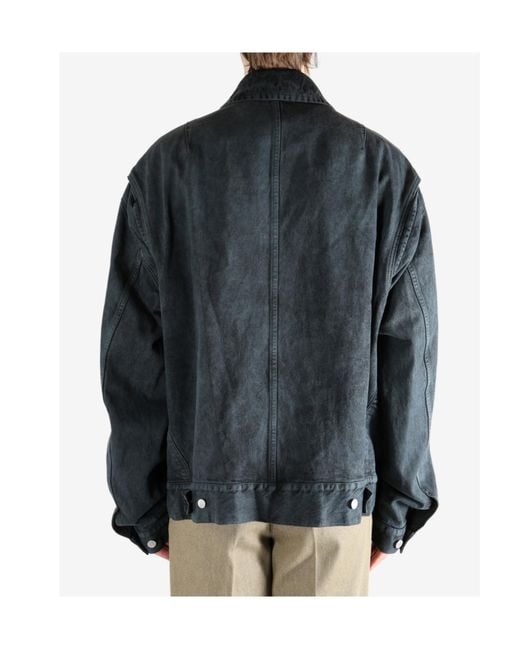Dries Van Noten Gray Straight Hem Denim Bomber Jacket for men