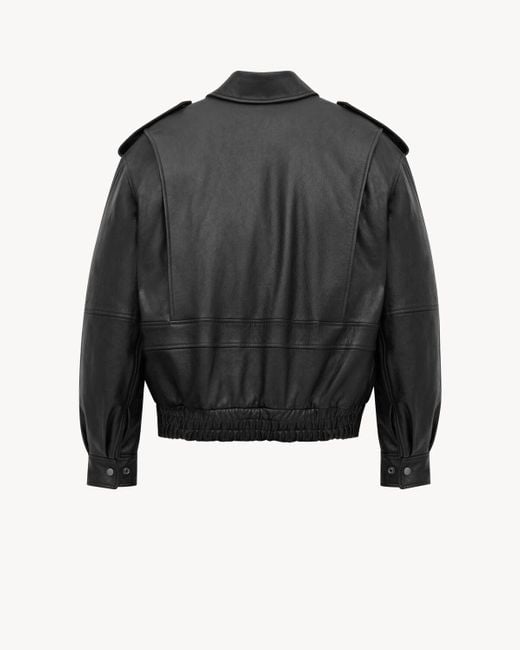 Saint Laurent Gray Oversized Button Detailed Jacket