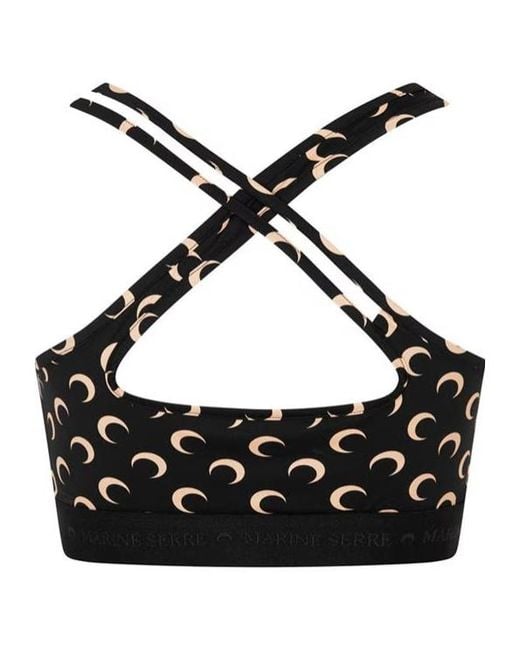 MARINE SERRE Black Crescent Moon Sports Bra