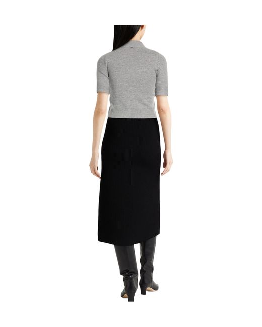 Sportmax Gray Mock-Neck Mid-Sleeve Knit Top