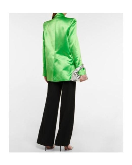 Alex Perry Green Carlton Cotton And Silk Satin Blazer