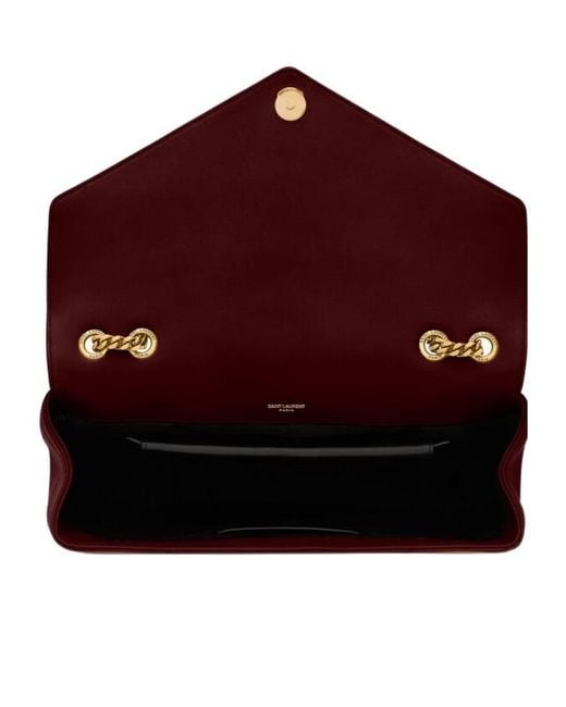 Saint Laurent Red Loulou Foldover Top Large Shoulder Bag