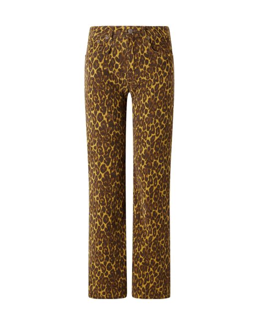 R13 Natural Cropped Animal-Print Flared Jeans