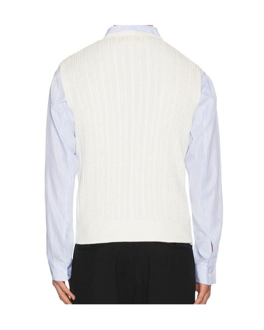 Polo Ralph Lauren White Sleeveless Featherweight Cable Knit V-Neck Sweater Vest for men