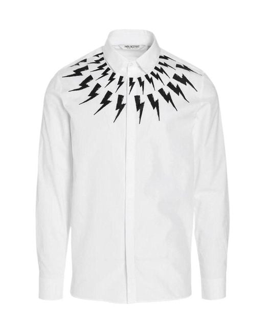 Neil Barrett White Lightning Printed Shirt for men