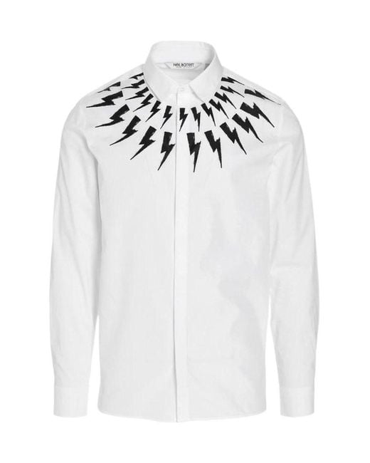 Neil Barrett White Lightning Printed Shirt for men