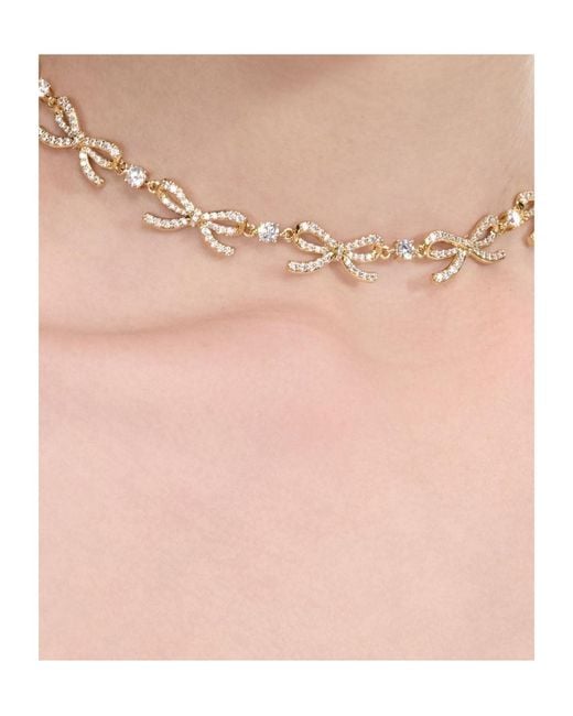 Self-Portrait Metallic Embellished Bow Necklace