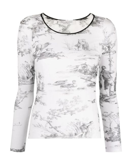 Philosophy Di Lorenzo Serafini White Toile De Jouy-Print Top