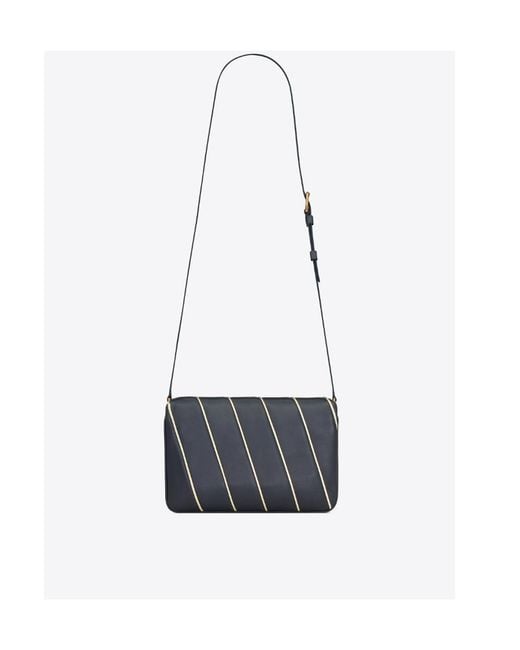 Saint Laurent White Le Maillon Striped Satchel Bag