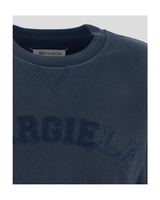 Maison Margiela Blue Glitter-Embellished Logo Sweatshirt