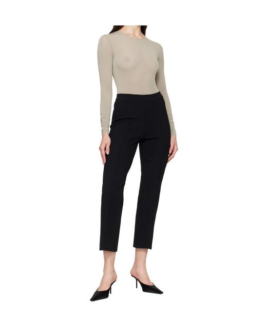 Wardrobe NYC Black Round Neck Semi-Transparent Bodysuit