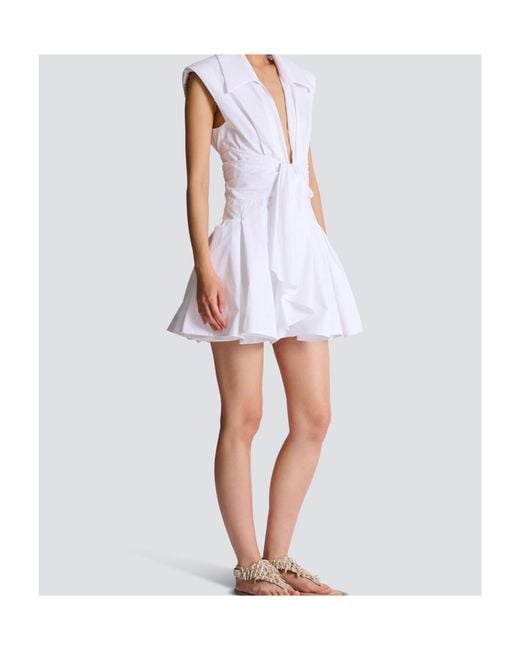 Balmain White Cotton Shirt Mini Dress