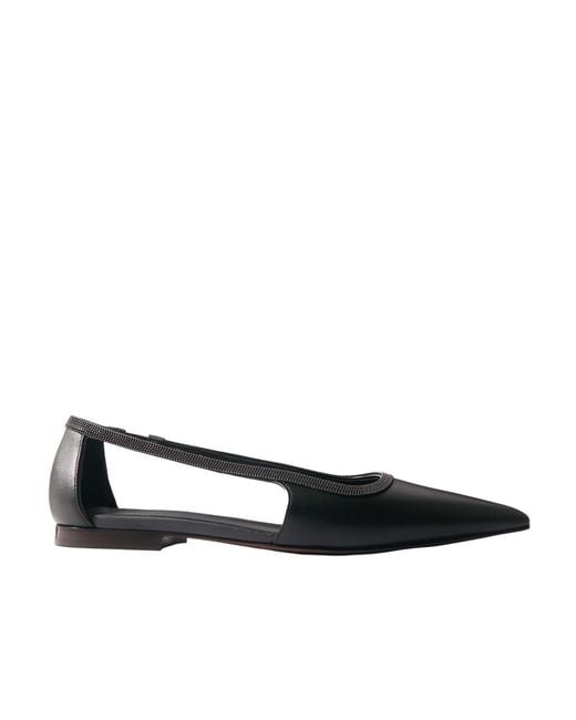 Brunello Cucinelli Black Monili Cut-Out Flat Shoes