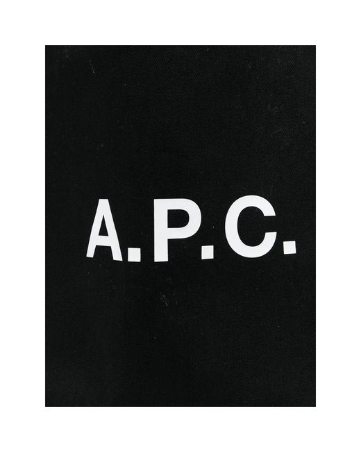 A.P.C. Black Ninon Logo Printed Shopper Bag