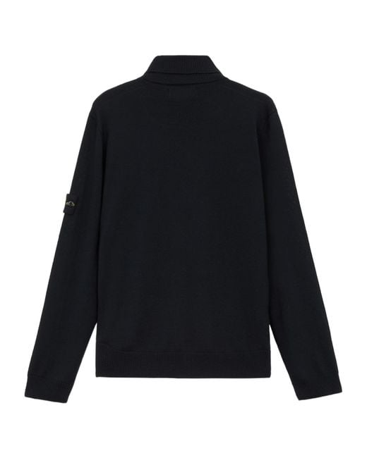 Stone Island Blue Logo Patch Roll Neck Jumper for men