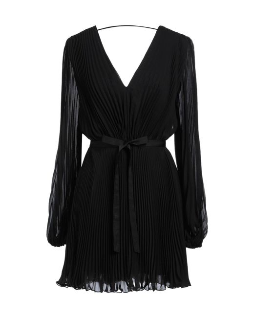 Max Mara Black Solid Color Long-Sleeve Pleated Maxi Dress