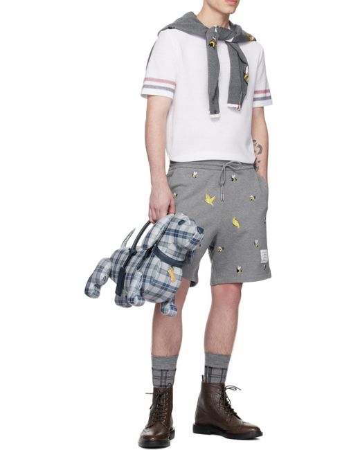 Thom Browne White Striped Crewneck T-Shirt for men