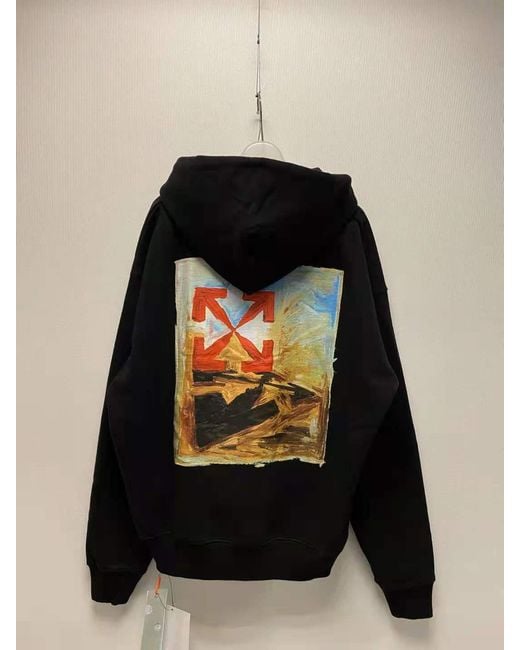 Off-White c/o Virgil Abloh Black Logo-Print Arrow Painterly-Print Hoodie for men