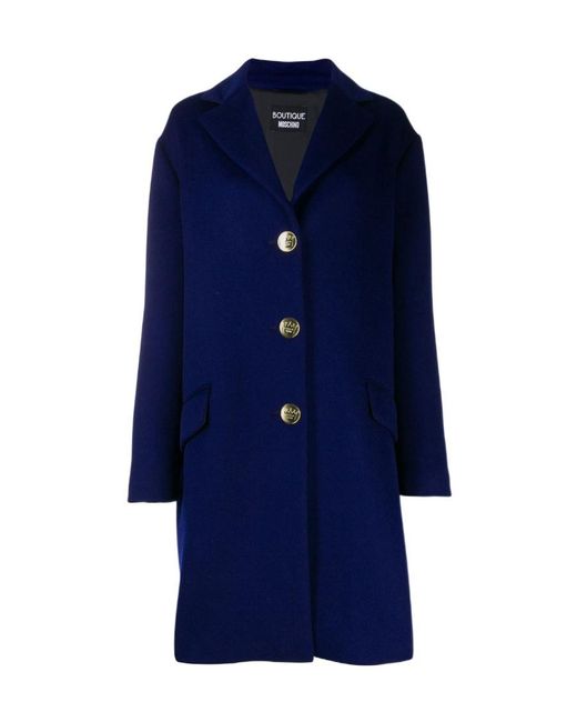 Moschino Blue Single-Breasted Coat