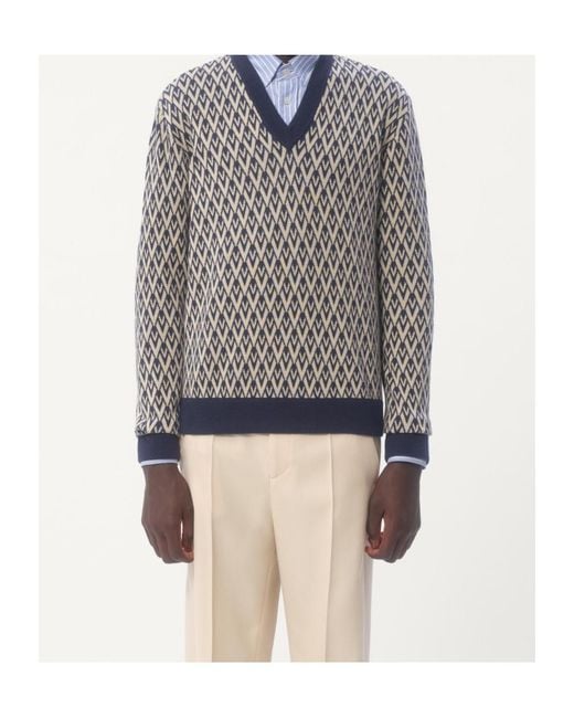 Valentino Gray Toute La V Crewneck Jumper for men