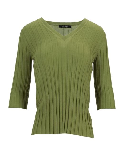 Lela Rose Green V-Neck Sweater