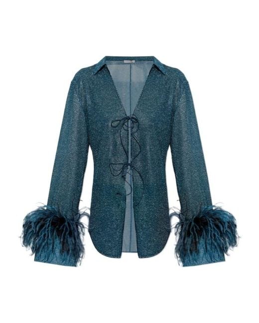 Oseree Blue Oséree Lurex Thread Shirt