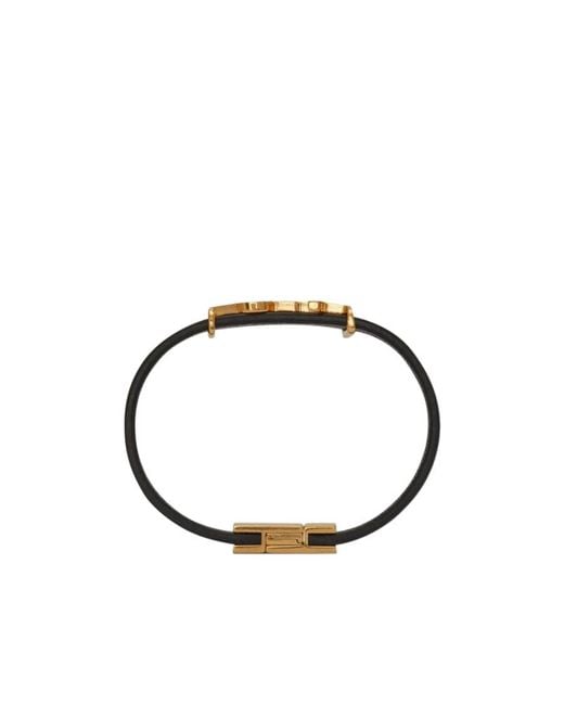 Saint Laurent White Cassandre Logo Plaque Bracelet for men