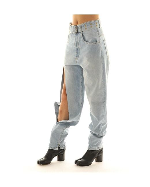 Maison Margiela Blue Slit-Detail Tapered Jeans