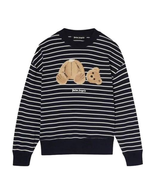 Palm Angels Blue Bear-Print Sweatshirt for men