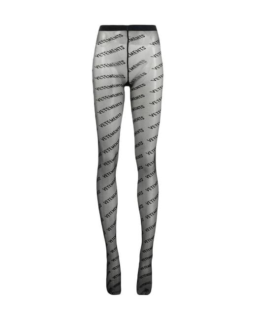 Vetements Gray All-Over Logo Tights